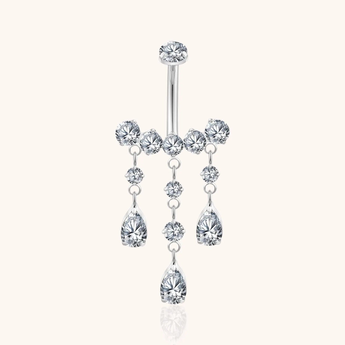 Titanium Teardrop CZ Dangle Belly Button Ring 14g Pear Drop Threaded Navel Curved Barbell Piercing Jewelry - Manoune JEWELRY Belly_Jewelry Earrings - Navel_Ring - Necklace - Stud - Manoune_Jewelry - Belly_Ring - Navel_Jewelry Titanium Gold_Plated