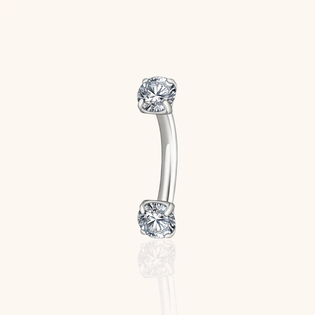 Titanium Curved Barbell with CZ for Cartilage Helix Rook Eyebrow Lip Piercing,Hypoallergenic - Manoune JEWELRY Belly_Jewelry Earrings - Navel_Ring - Necklace - Stud - Manoune_Jewelry - Belly_Ring - Navel_Jewelry Titanium Gold_Plated