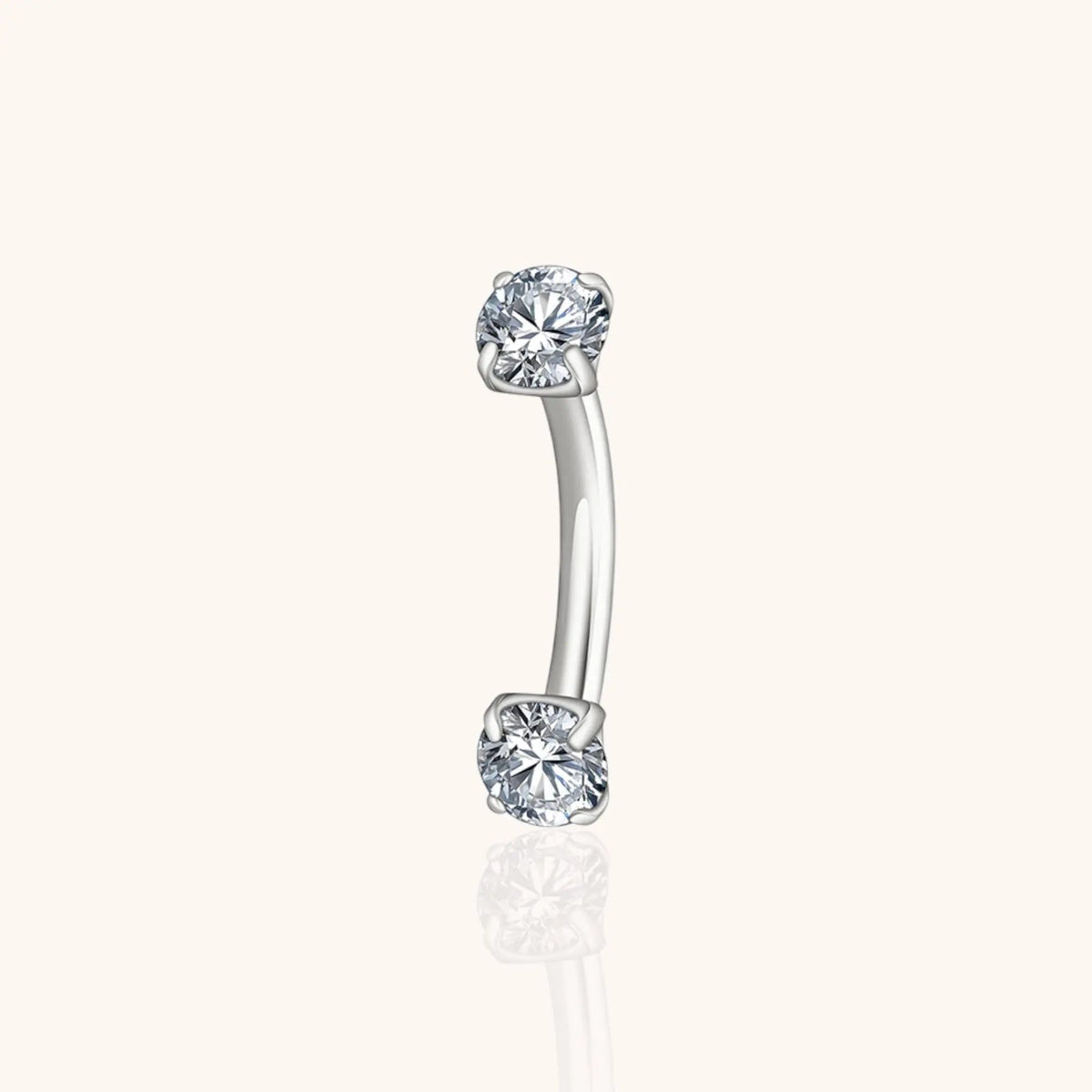 Titanium Curved Barbell with CZ for Cartilage Helix Rook Eyebrow Lip Piercing,Hypoallergenic - Manoune JEWELRY Belly_Jewelry Earrings - Navel_Ring - Necklace - Stud - Manoune_Jewelry - Belly_Ring - Navel_Jewelry Titanium Gold_Plated