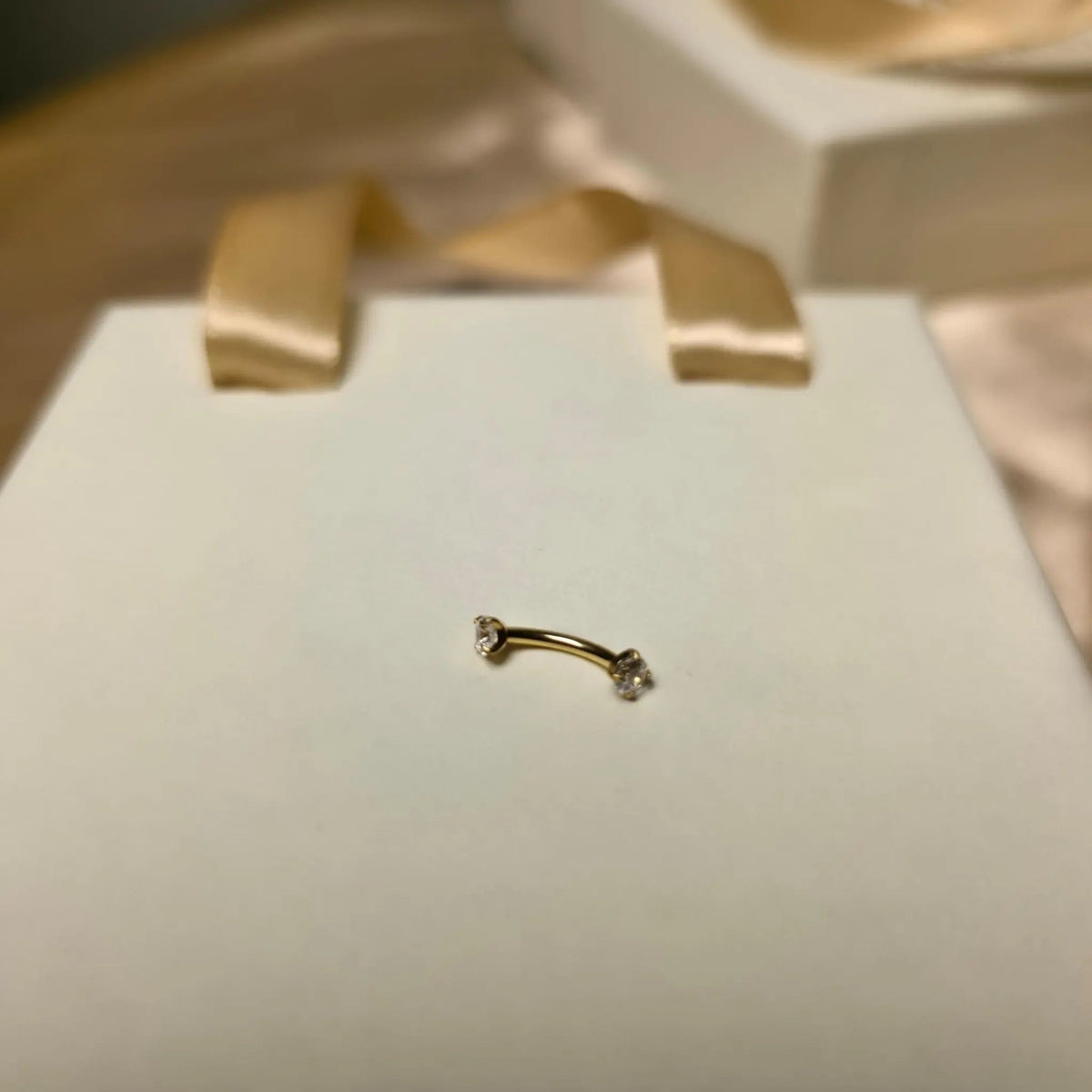 Titanium Curved Barbell with CZ for Cartilage Helix Rook Eyebrow Lip Piercing,Hypoallergenic - Manoune JEWELRY Belly_Jewelry Earrings - Navel_Ring - Necklace - Stud - Manoune_Jewelry - Belly_Ring - Navel_Jewelry Titanium Gold_Plated