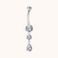 Titanium Teardrop CZ Dangle Belly Ring Dangling CZ Statement - Manoune JEWELRY Belly_Jewelry Earrings - Navel_Ring - Necklace - Stud - Manoune_Jewelry - Belly_Ring - Navel_Jewelry Titanium Gold_Plated