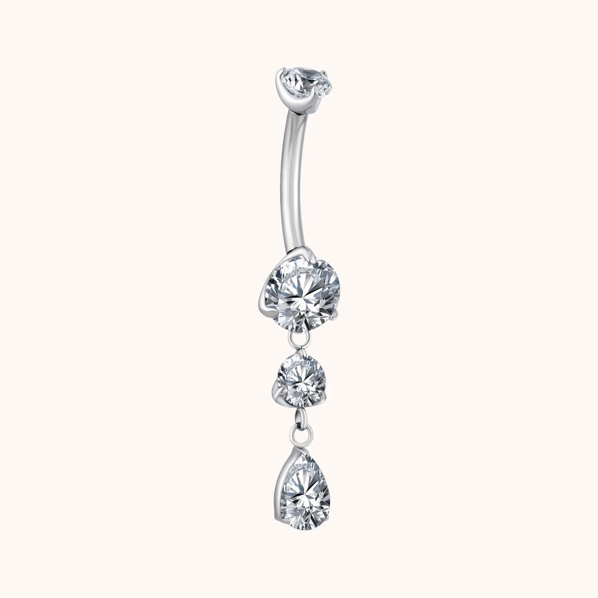Titanium Teardrop CZ Dangle Belly Ring Dangling CZ Statement - Manoune JEWELRY Belly_Jewelry Earrings - Navel_Ring - Necklace - Stud - Manoune_Jewelry - Belly_Ring - Navel_Jewelry Titanium Gold_Plated