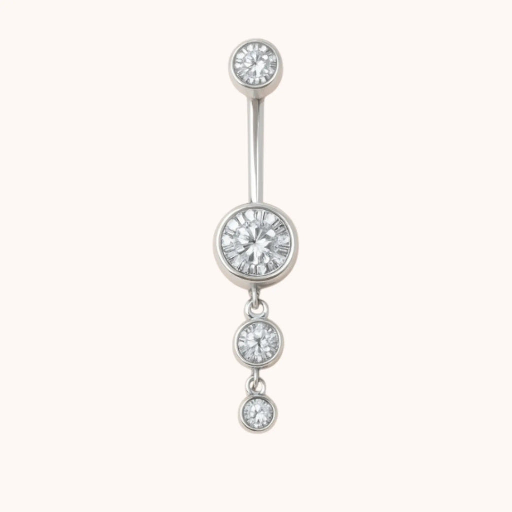 Titanium Dangle CZ Gems Belly Ring Drop Pendant CZ - Manoune JEWELRY Belly_Jewelry Earrings - Navel_Ring - Necklace - Stud - Manoune_Jewelry - Belly_Ring - Navel_Jewelry Titanium Gold_Plated